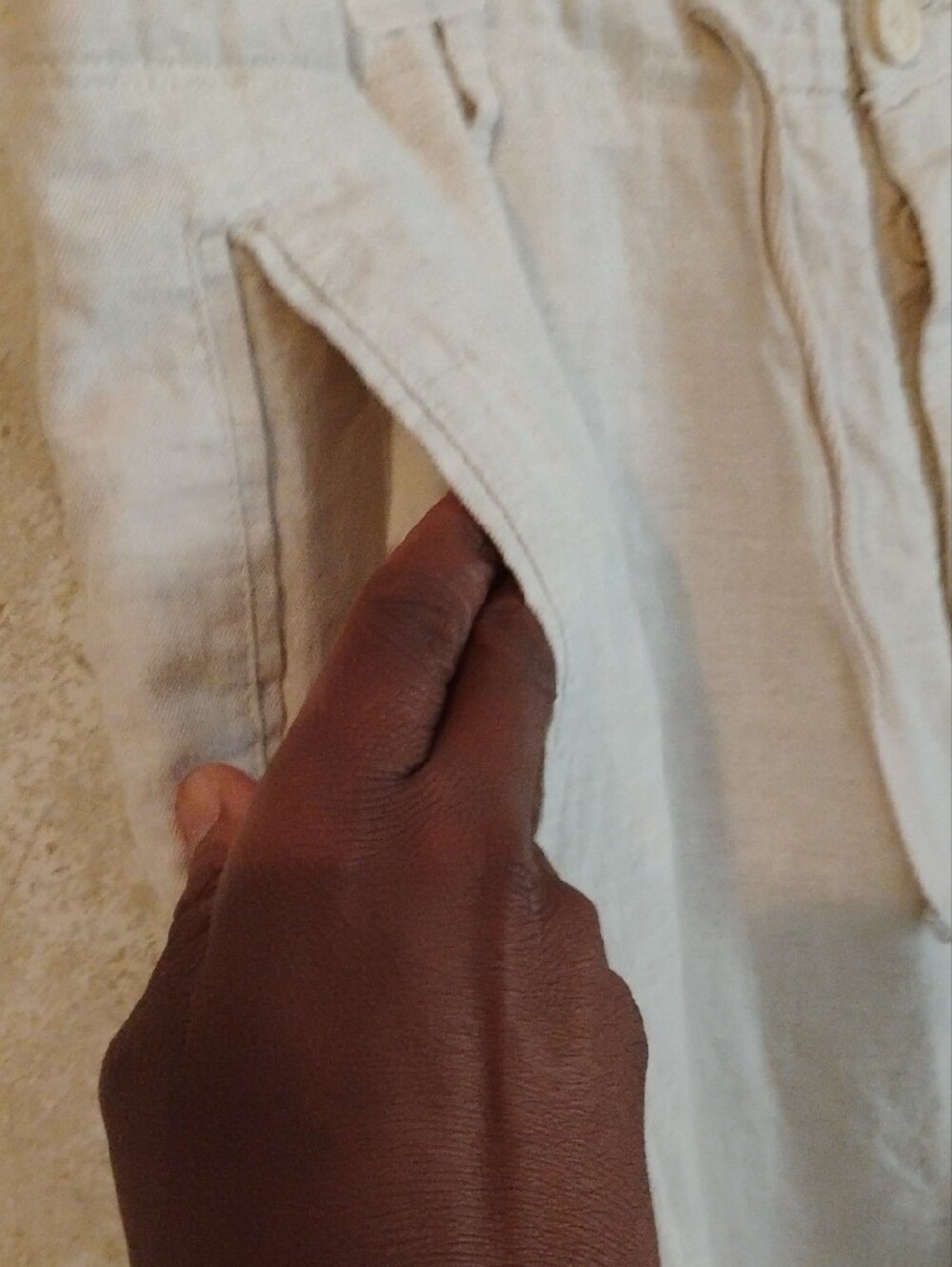 Men's Perry Ellis 100% Linen Casual Beige Pants - Picture 3 of 7